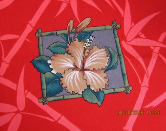 KONA BAY FABRIC Exotic Asian Floral on Red - 1 Yard - #F19