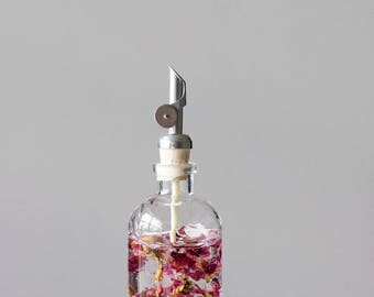 Small Self Pour Spout Apothecary Recycled Glass Dispenser - Silver