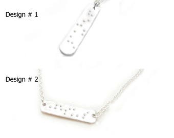 Braille Necklace, Braille Jewelry, Personalized Necklace Jewelry, hand punch Pendant, Gift for Blinds, Religious Christian