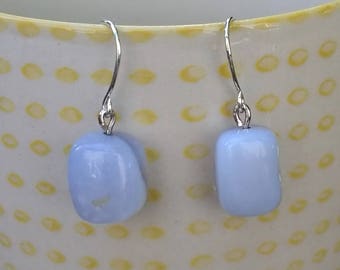 Blue chalcedony dangle earrings