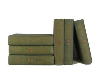 Distressed Green Decorative Books , Vintage Photo Props , Wedding Decor , Bookshelf Decor , Home Decor , Old Book