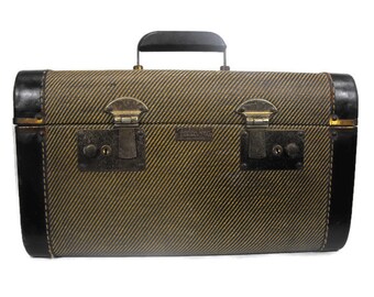 Vintage Train Case - "Fedco" Train Case, Mid Century Train Case, Tweed Train Case, Retro Train Case, Stacking Train Case