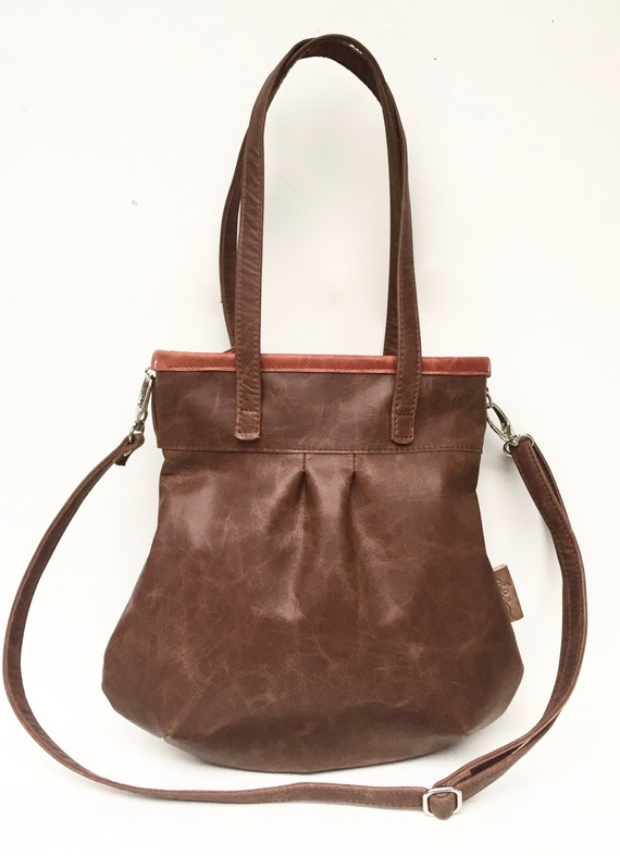 Leather handbag , Leather Bag brown" SHELLY BAG " CACAO