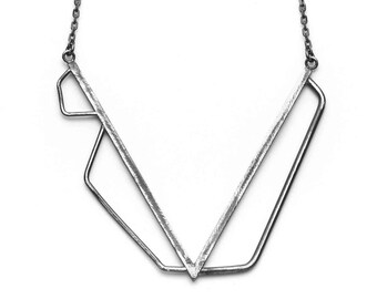 Minimalist necklace silver - Geometric statement necklace - Minimalist statement jewelry geometric