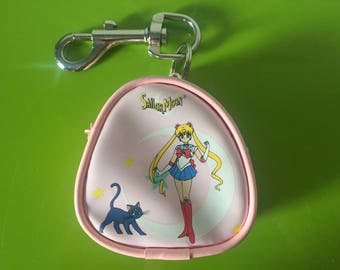 90s original vintage Sailor Moon key chain mini backpack coin purse Sailor Scouts Luna cat anime japanese cartoon pretty soldier