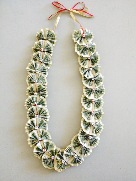 Items similar to Money Lei with Personalized Beads ...