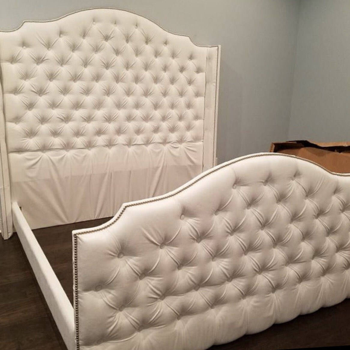 Diamond Tufted Arched Cavendish Wingback Headboard Footboard