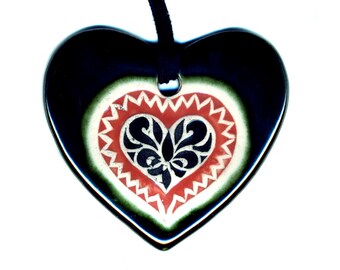 Radical Heart Ceramic Necklace in Red and Black