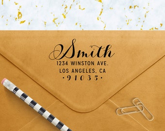 Custom Address Stamp, Self Ink Return Address Stamp, Personalized Address Stamp, Self Ink Custom Address Stamp, Fancy Cursive