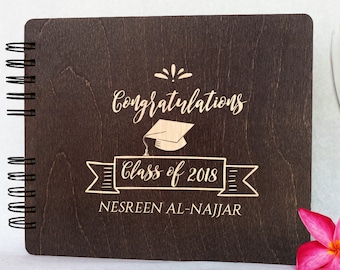 Graduation Guest Book Graduation Gifts Rustic Personalized Class of 2018 Wood Graduation Decoration Supplies Guestbook Polaroid Photo Album
