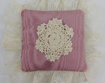 Handmade Vintage Tooth Fairy Pillow Pink Lace