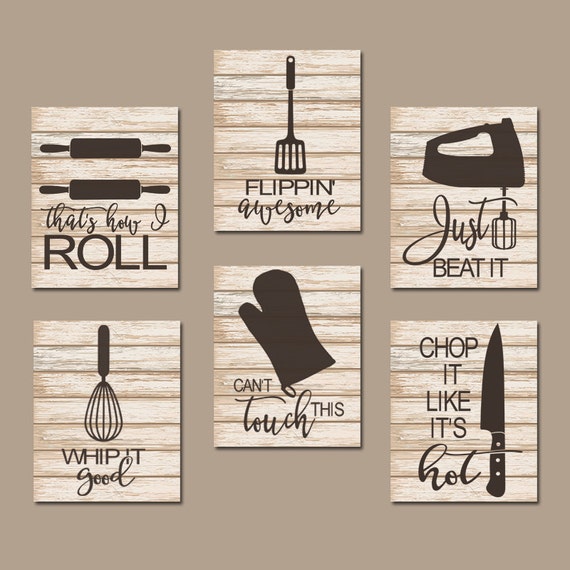  KITCHEN  QUOTE  Wall Art  Funny Utensil Pictures CANVAS or