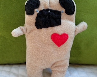 Spanky ~ The Blind Pug Bummlie ~ Stuffing Free Dog Toy ~ Ready To Ship Today