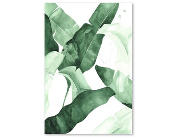 Beverly II Tropical Banana Palm Leaves Watercolor Giclee Fine Art Print Poster of Original Painting