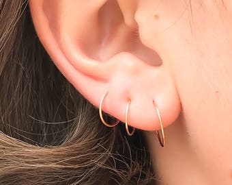 Gold Mini Hoop Earrings, Tiny hoop earrings gold, 14K Gold-Filled Hoops, Gold Small Hoops