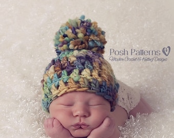 CROCHET Pattern - Crochet Hat Pattern - DIY Crochet Beanie - Baby Hat Crochet Pattern - Baby to Adult Sizes - Photo Prop Pattern - PDF 225