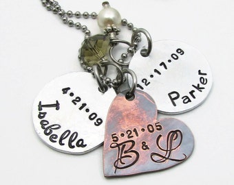 Personalized Necklace, Personalized Mom Necklace, Hand Stamped Jewelry, Mom Necklace, Personalized Jewelry, Mothers Necklace, Mom Gift