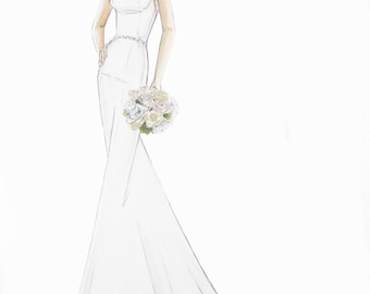 Custom Wedding Dress Fashion Illustration/ Bridal Sketch