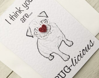 Pug Valentine's Card, Pug Valentine, Dog Valentines, Funny Pug Card, Valentine's Card, Valentine's Day Card, Pugs at Valentine's Day, Pug