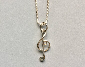 Treble clef music necklace