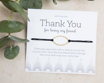 Thank You for Being My Friend Wish Bracelet, Thank You Gift, Best Friend Gift, Thanks for being my friend, String Bracelet , Gifts under 10