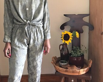 Vintage Sage Embroidered Pant Set