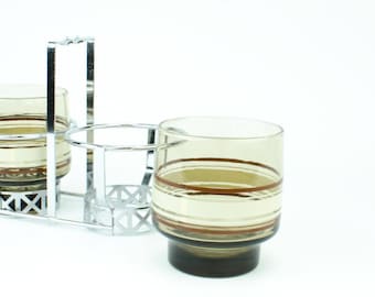 Libbey Drink Caddy, Vintage Libbey Glasses and Caddy, Libbey Drinkware, Retro Libbey Drinkware