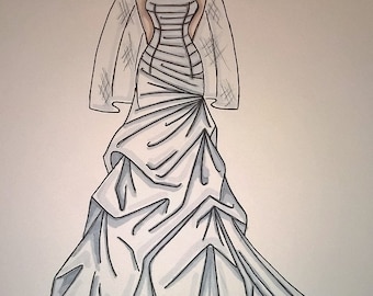 custom wedding gown illustration