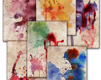 Digital papers. BACKGROUNDS, paint splash texture pack, Decoupage, watercolor 6 scrapbooking , Digital Collage Sheets Tp32