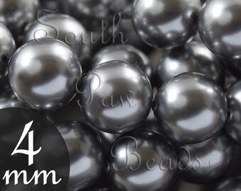 Grey Swarovski pearls 4mm round beads style 5810 (25)