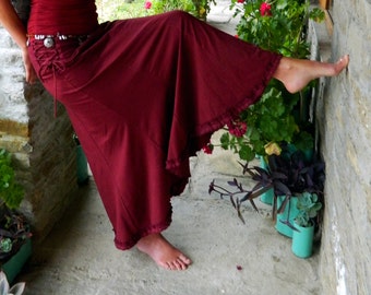 Maroon maxi skirt, Gypsy clothes for women, Long Boho skirts, Hippie clothing for her, Festival fashion, Winter wear, Funky style, Goa chic