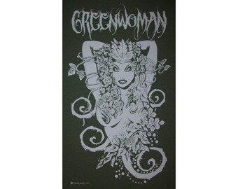 Greenwoman Sheela-Na-Gig Green Woman Goddess Celtic Druid T-Shirt WH