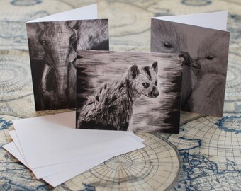 Assorted Charcoal/Graphite Notecard Set of 30 - 5.5"x4"
