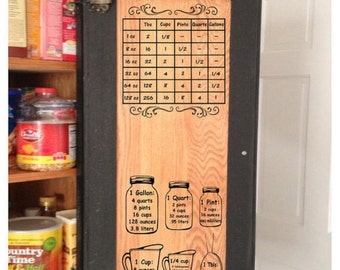 Set of FOUR Kitchen measuring decals for cabinet Full set Liquid and solid measurement chart conversion meat temperature recipe