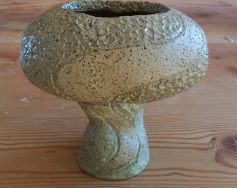 Small Oval Shaped Ikebana Container on base. BRT clay with glazed & un-glazed textured finish, vessel including FREE SHIPPING