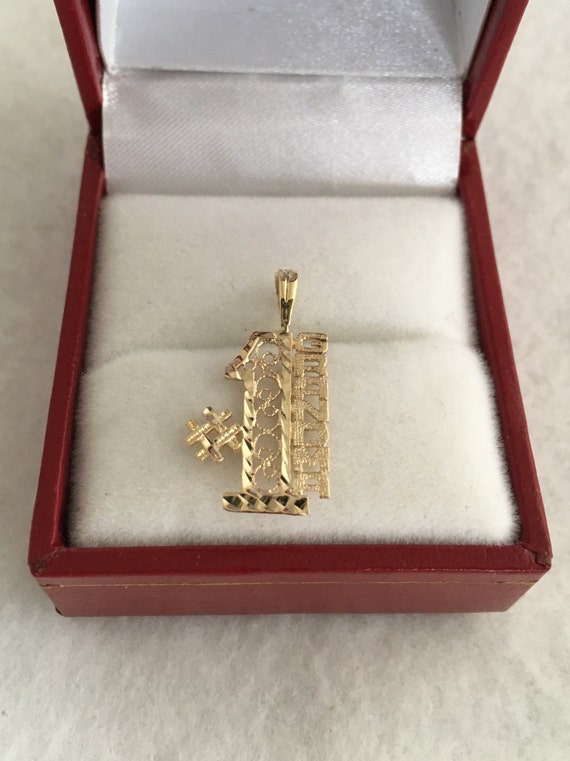 14K Gold 1 Number One Grandma Pendant Signed OR 14K Yellow