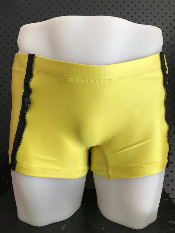 INTRODUCING our Mens euro swim truck brand: ROGUEswim ** REBELYELL swim short with BLACK zipper side panel detail