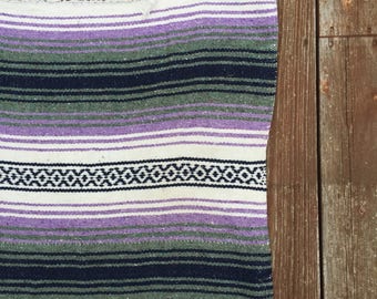 Vintage - Falsa Blanket Mexican Textile Woven Beach Picnic Yoga Throw Tribal Southwestern Ethnic Hippie Boho Bohemian Home Decor