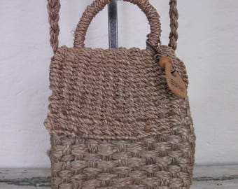 1980's Esprit Crossbody bag// Mixed Media// Sisal// Woven// Top handle