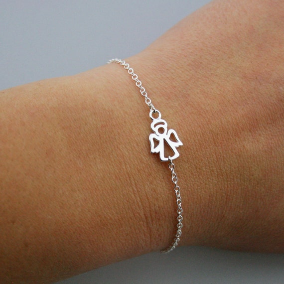 Sterling Silver Tiny Angel Bracelet Guardian Angel Bracelet