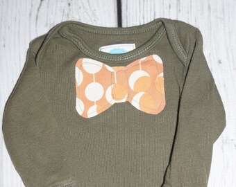 3M Ribbed Olive Green Bodysuit: Orange Spots