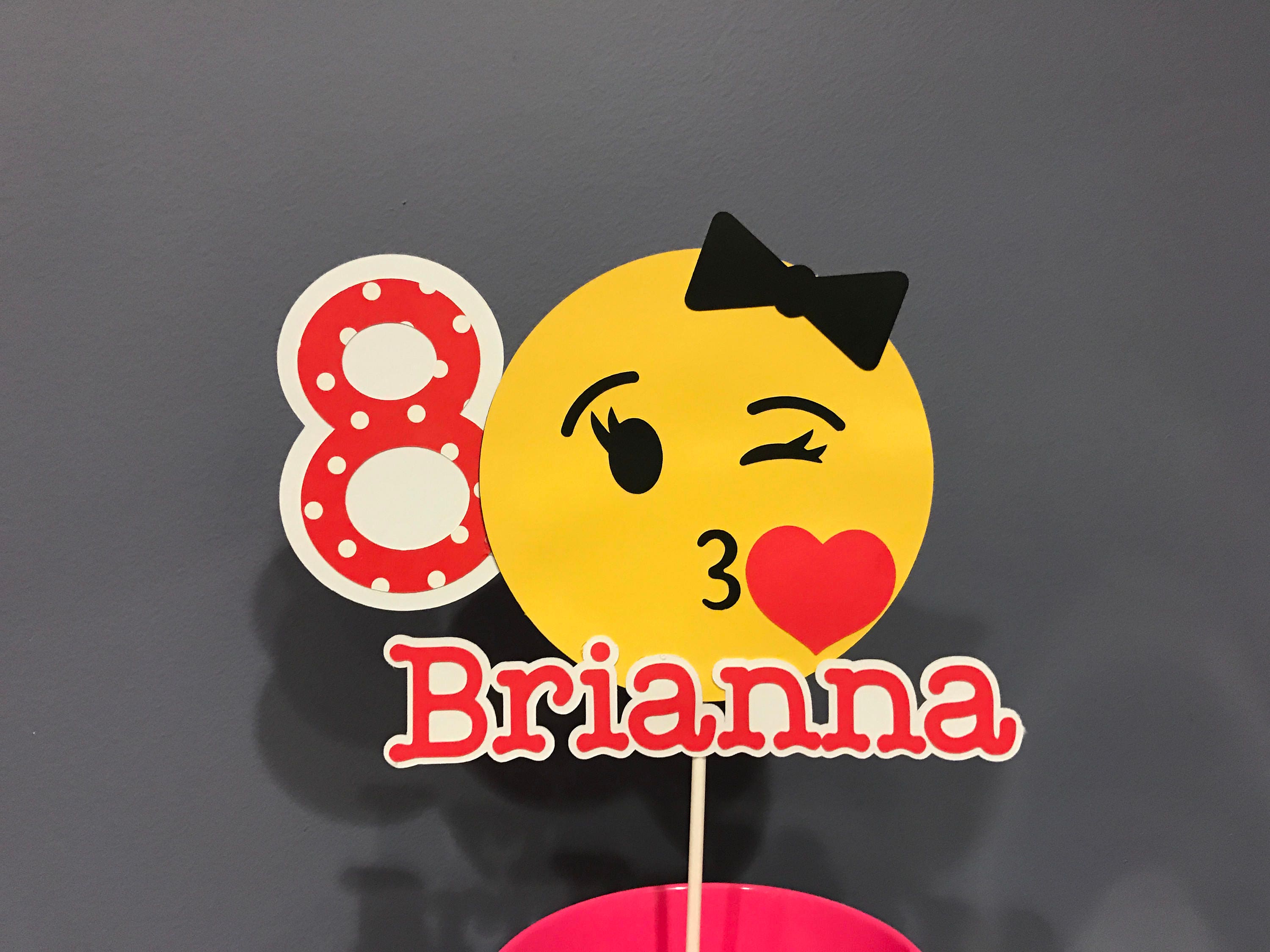 Girl Emoji Cake Topper with name and age
