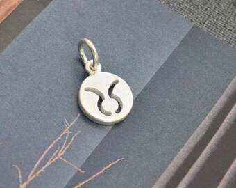 sterling silver zodiac Taurus coin disc round charm pendant YZ01