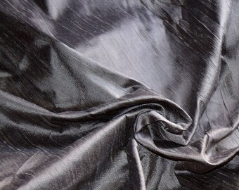 Silk dupioni in Charcoal grey with black shimmer,Extra wide 54 inches , Half yard, DEX 298