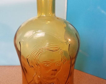 Amber Decanter Bottle with man face