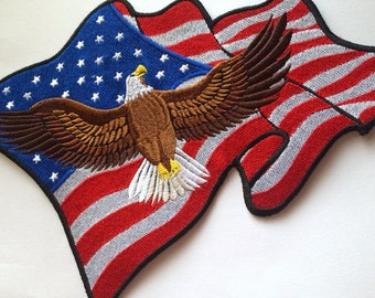 Waving American Flag Patch Eagle USA Flag American Patriot Emblem Patch for Jacket
