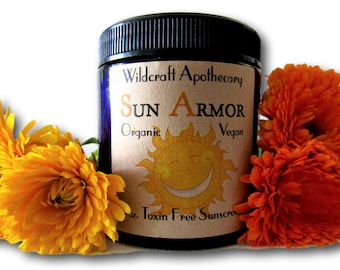 Natural Sunblock Sunscreen Organic + Vegan Sun Armor with Aloe, Safe for Kids, Ingredients You Trust, Skin Moisturizing Protection, Vit E
