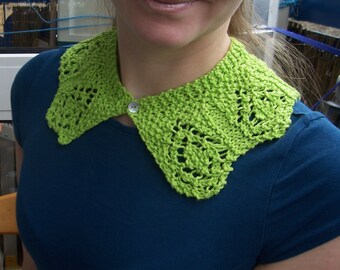 Hand Knitted Detachable Collar Necklace Cotton Buttoned