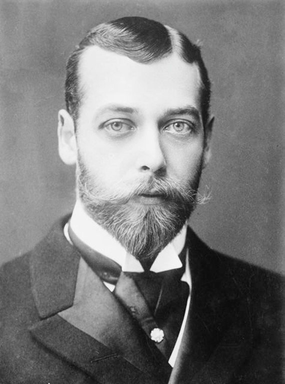 Victorian Bearded Man King George V of England Black White