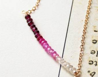 Pink Ombre Necklace, Pink Necklace, Valentines Day, Gemstone Jewelry